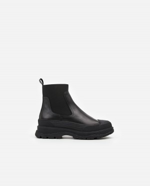 Botas Flattered Lena Cuero Zapatos Negros | FMXUI47645