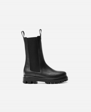 Botas Flattered Lia Cuero Zapatos Negros | YMXGT38434