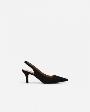 Tacones Flattered Franchesca Gamuza Zapatos Negros | PMXER35909