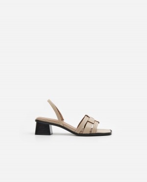 Tacones Flattered Freja Cuero Zapatos Beige | BMXSO70451