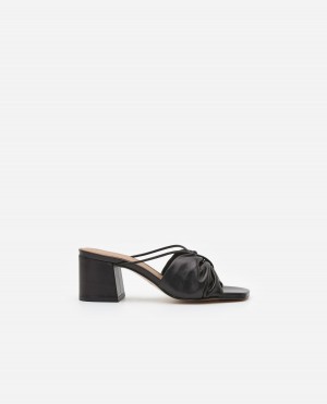 Tacones Flattered Olivia Cuero Zapatos Negros | YMXVQ85273