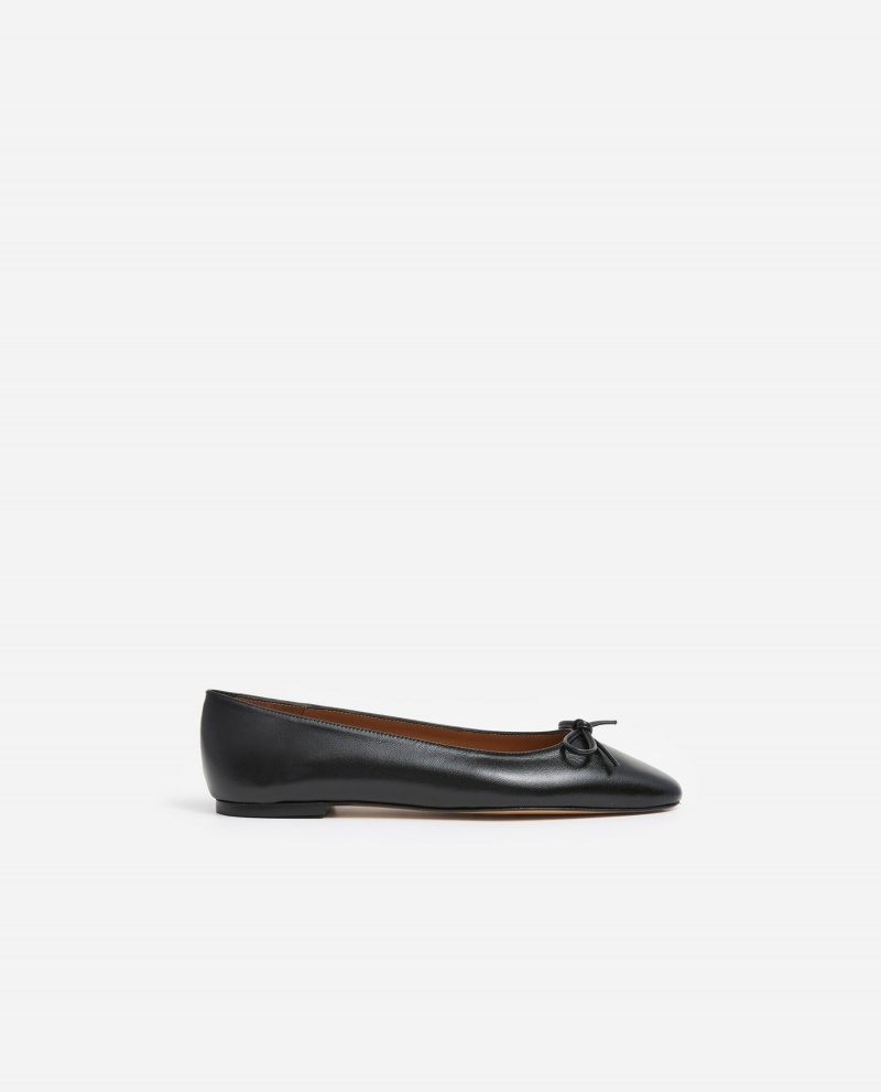 Bailarinas Flattered Bodil Cuero Zapatos Negros | AMXWC29473