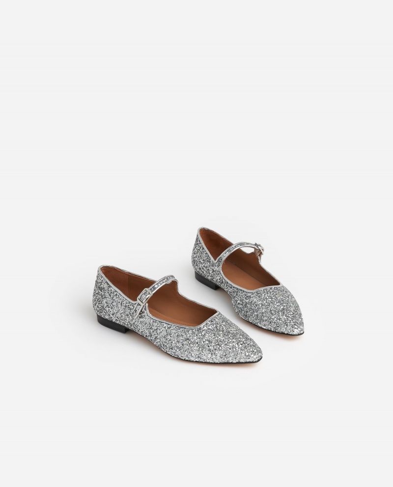 Bailarinas Flattered Camila Textil Zapatos Plateados | YMXVQ11688