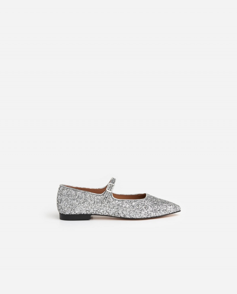 Bailarinas Flattered Camila Textil Zapatos Plateados | YMXVQ11688