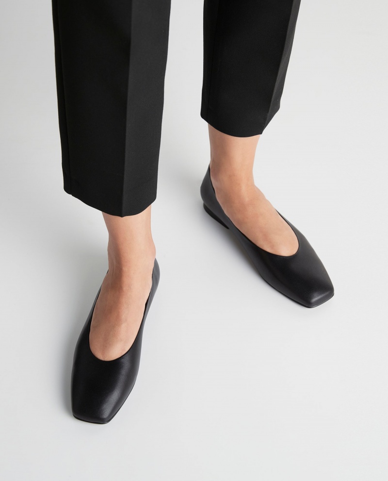Bailarinas Flattered Nikki Cuero Zapatos Negros | ZMXMJ72669