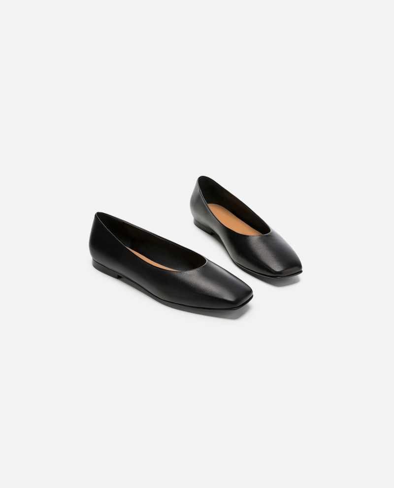 Bailarinas Flattered Nikki Cuero Zapatos Negros | ZMXMJ72669
