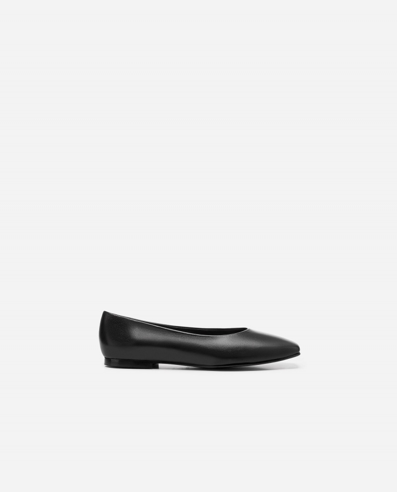 Bailarinas Flattered Nikki Cuero Zapatos Negros | ZMXMJ72669