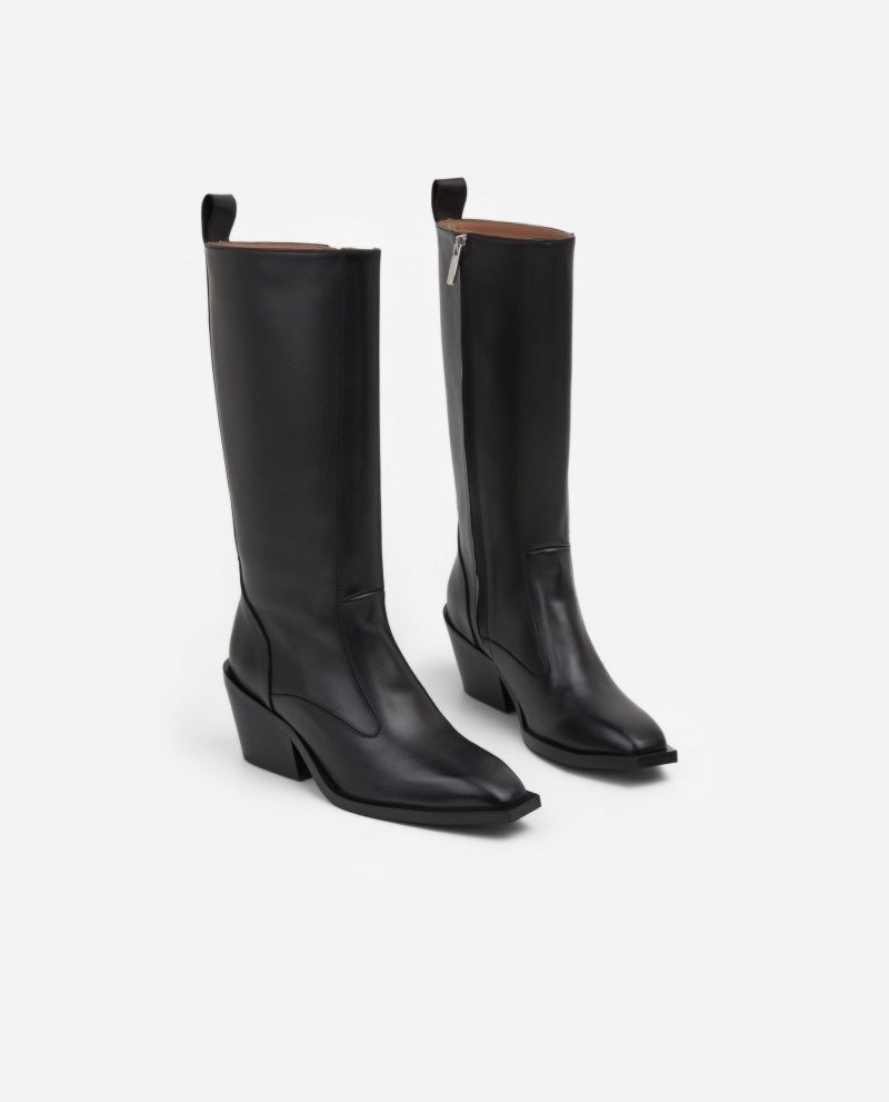 Botas Flattered Carla Cuero Zapatos Negros | MXJVR78749