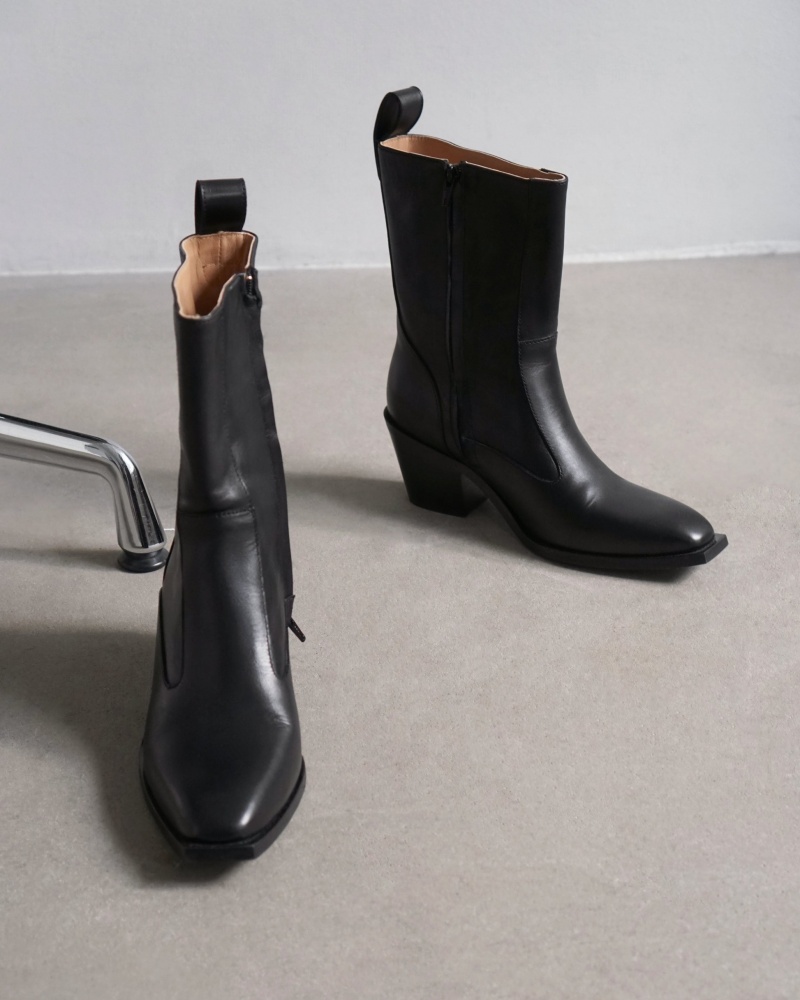 Botas Flattered Cher Cuero Zapatos Negros | MXDYB52668