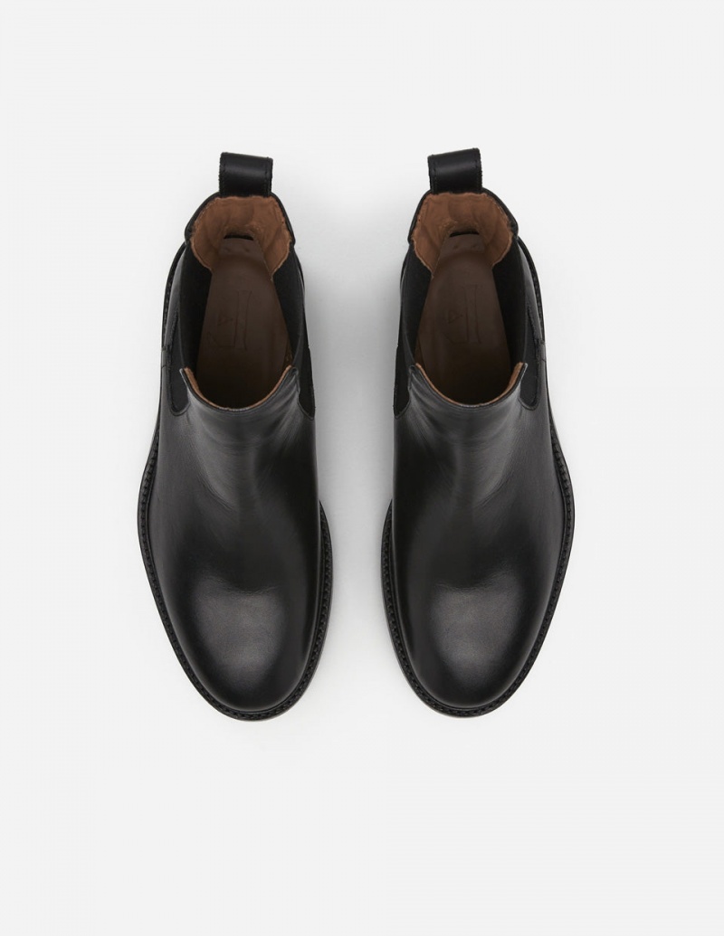 Botas Flattered Franca Cuero Zapatos Negros | QMXWA75946