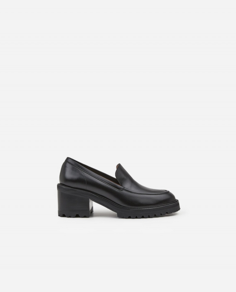 Mocasines Flattered Saga Cuero Zapatos Negros | QMXUV95104