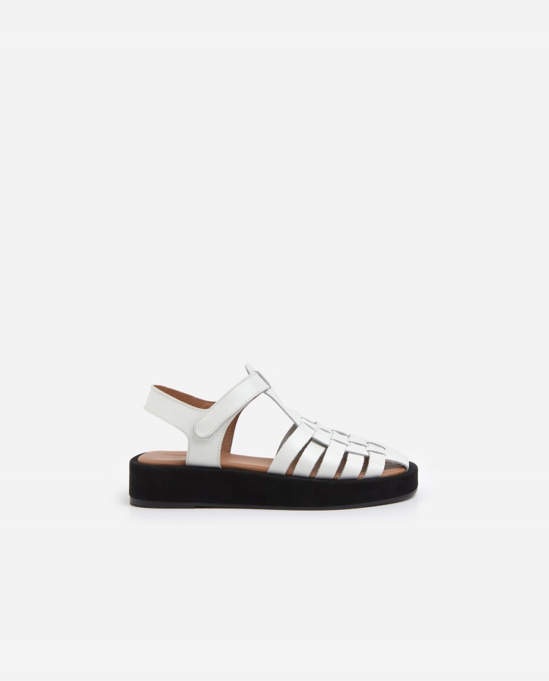 Sandalias Flattered Gigi Cuero Zapatos Blancos | GMXEC37319