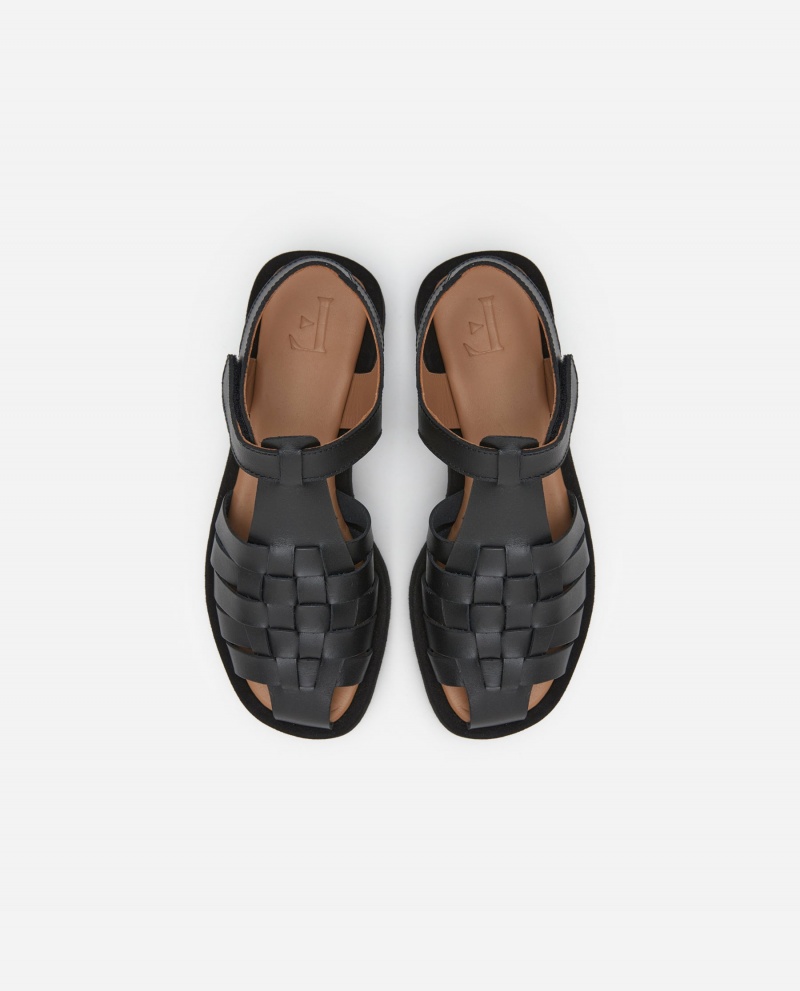 Sandalias Flattered Gigi Cuero Zapatos Negros | QMXWA97065