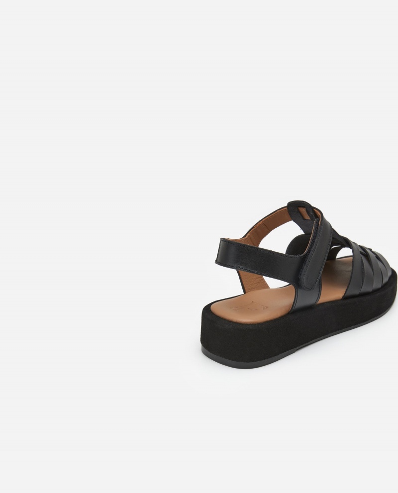 Sandalias Flattered Gigi Cuero Zapatos Negros | QMXWA97065