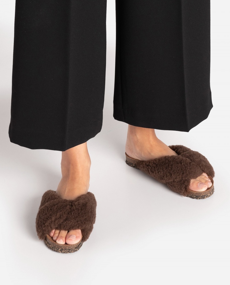 Sandalias Flattered Lou Teddy Zapatos Marrom | MXNEJ77604
