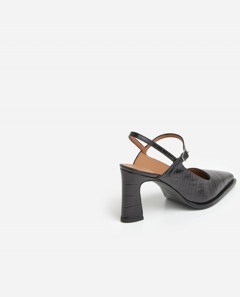 Tacones Flattered Alya Cuero Zapatos Negros | MXQAV69530